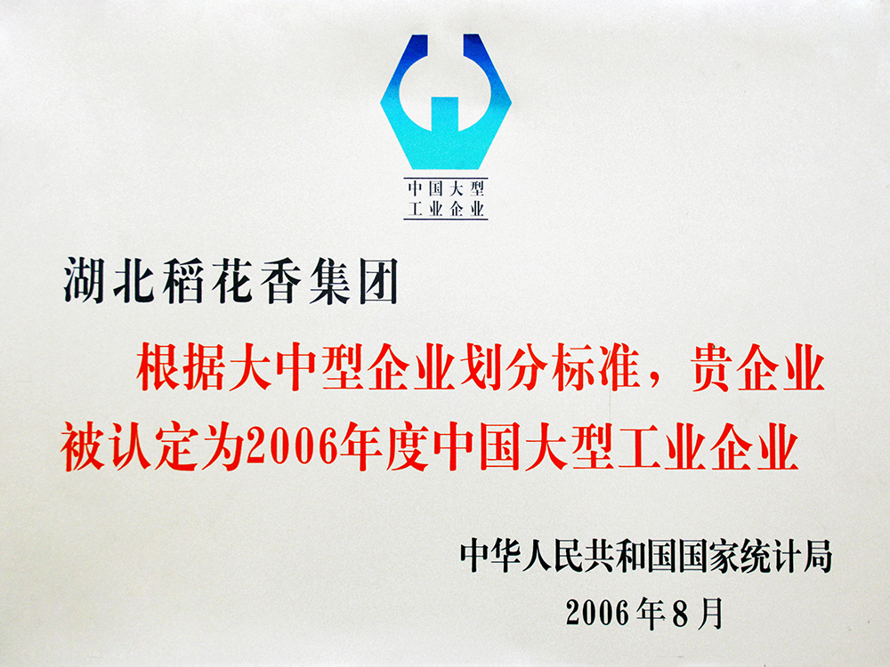 2006年8月，稻花香集團(tuán)被國(guó)家統(tǒng)計(jì)局認(rèn)定為”中國(guó)大型工業(yè)企業(yè)“